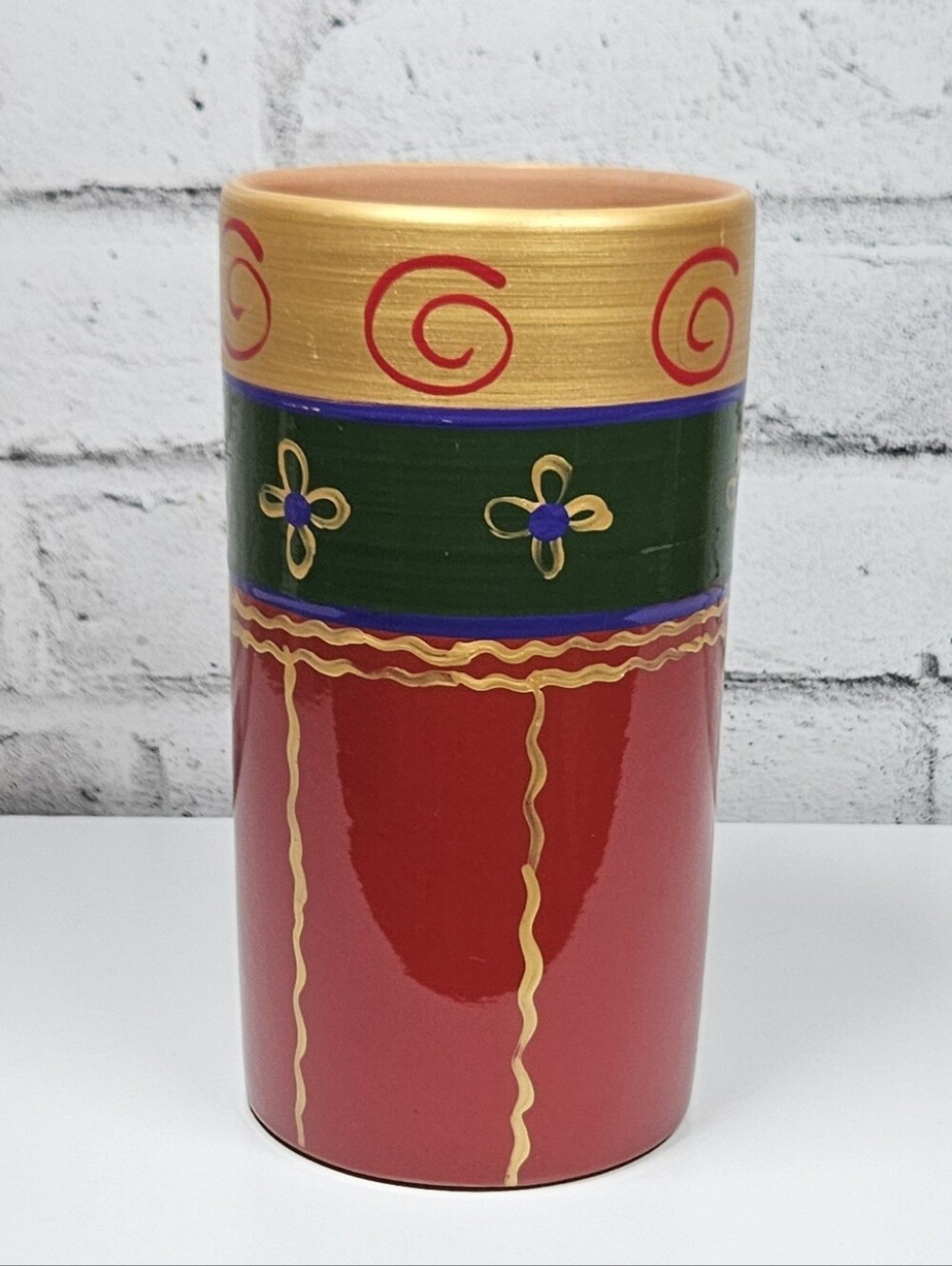 Pier 1 Hand Painted Italian Ceramic Umbrella Stand Floor Vase Large